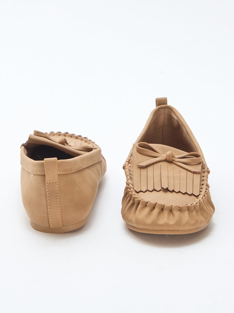Mocassins de camurça com franjas Bege - Kiabi