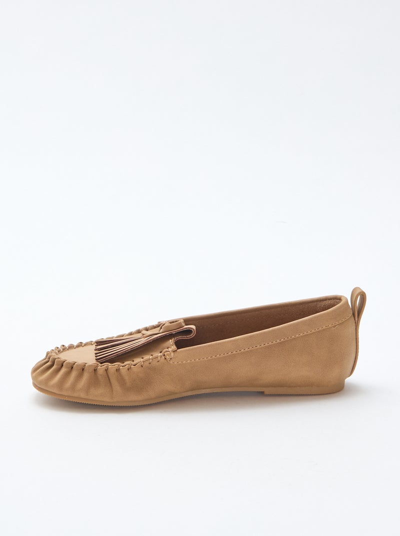 Mocassins de camurça com franjas Bege - Kiabi