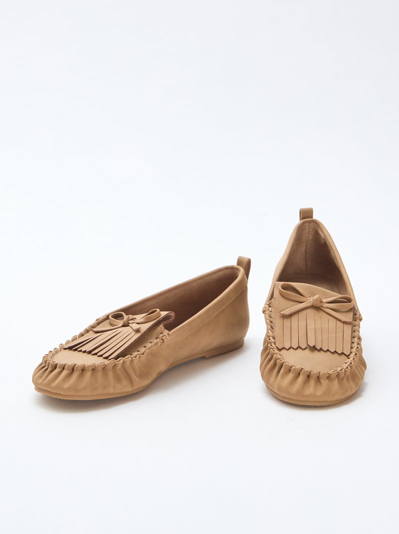 Mocassins de camurça com franjas Bege - Kiabi
