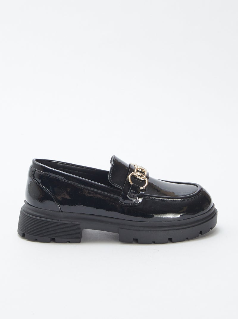 Mocassins de verniz com fivela dourada Preto - Kiabi