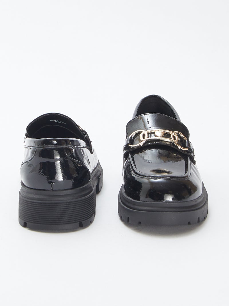 Mocassins de verniz com fivela dourada Preto - Kiabi