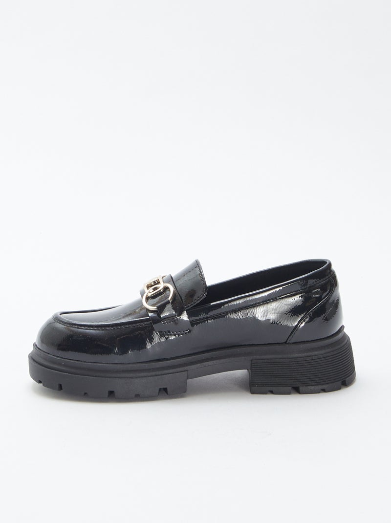 Mocassins de verniz com fivela dourada Preto - Kiabi