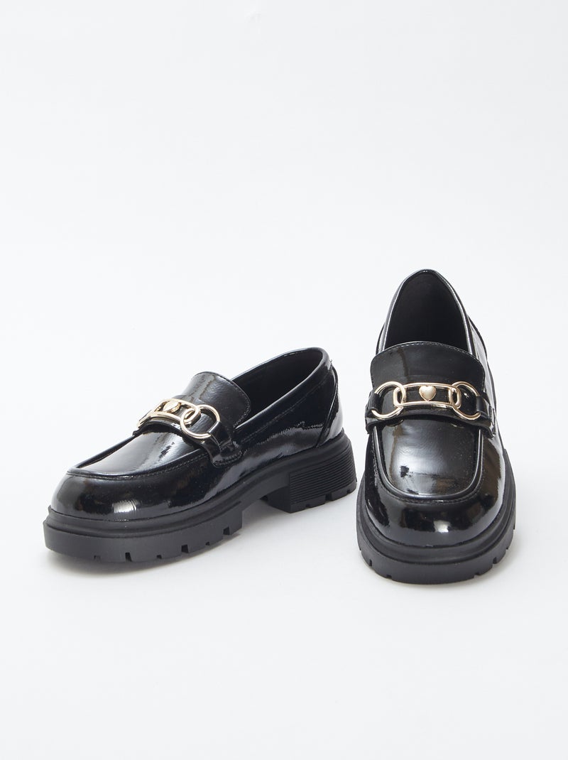 Mocassins de verniz com fivela dourada Preto - Kiabi