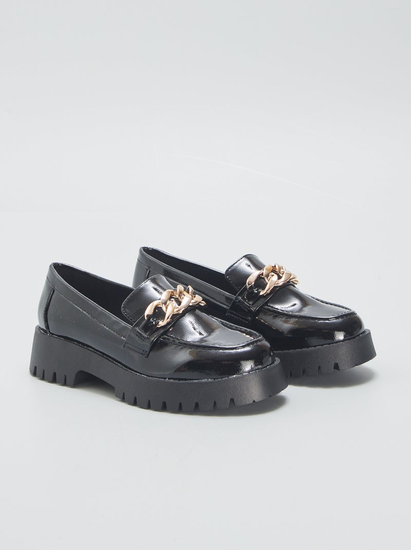 Mocassins de verniz com solas grossas PRETO - Kiabi