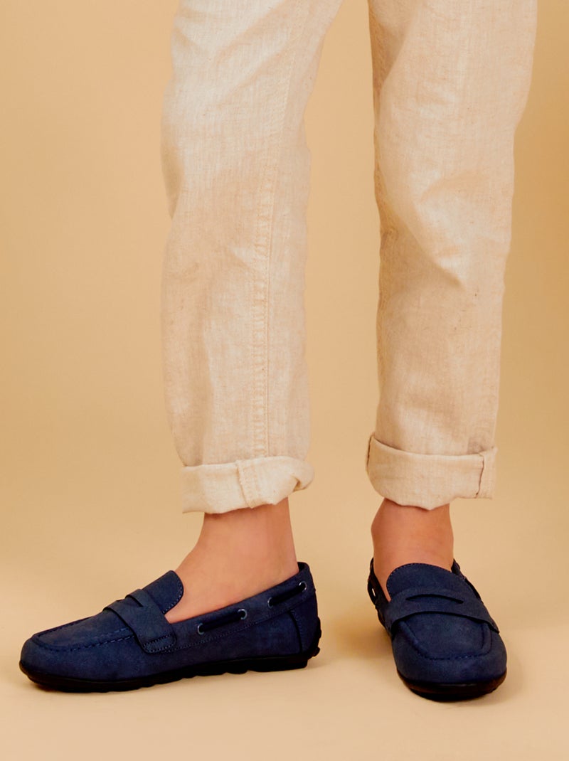 Mocassins em camurça sintética AZUL - Kiabi