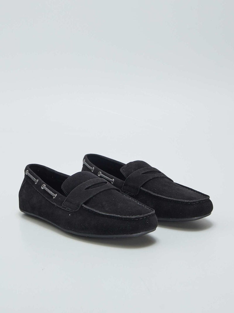 Mocassins em camurça sintética PRETO - Kiabi