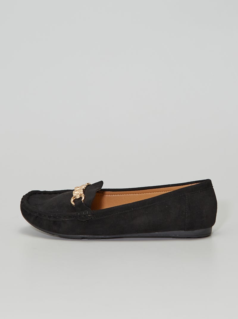 Mocassins em camurça sintética Preto - Kiabi