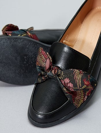 Mocassins em pele sintética com laço - Kiabi