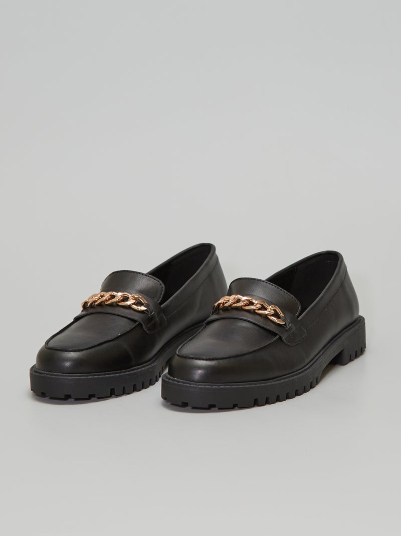 Mocassins em pele sintética Preto - Kiabi