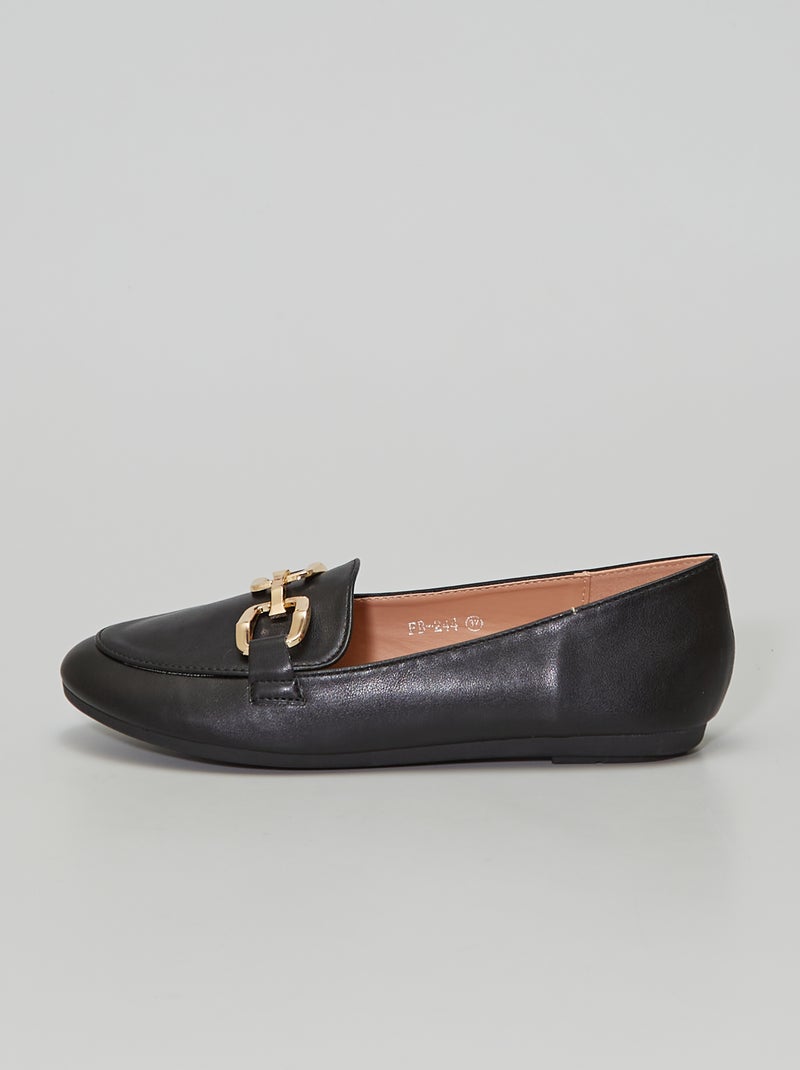 Mocassins em pele sintética Preto - Kiabi