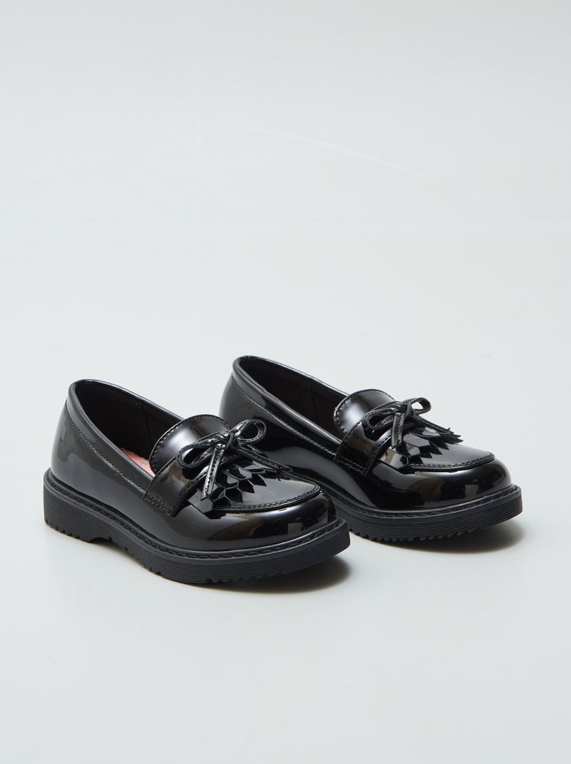 Mocassins em verniz com laço de fantasia PRETO - Kiabi