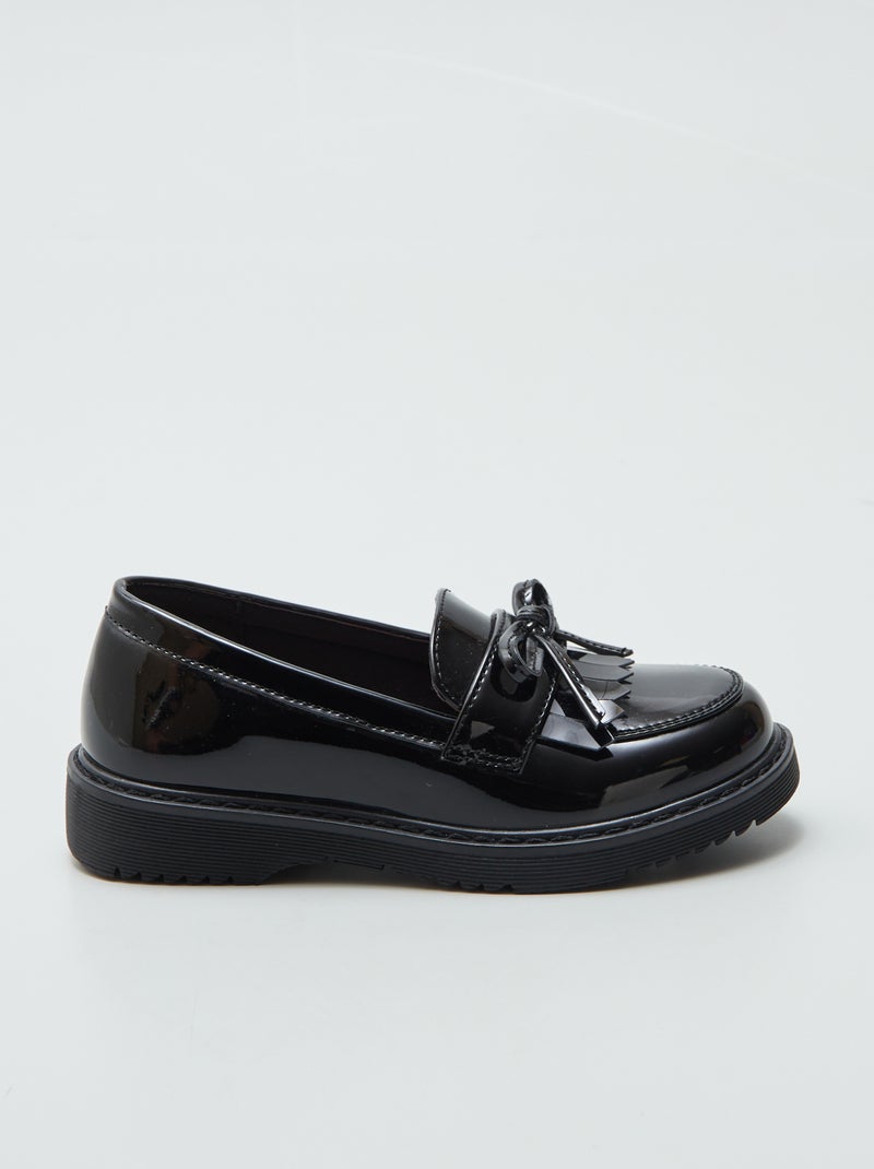 Mocassins em verniz com laço de fantasia PRETO - Kiabi