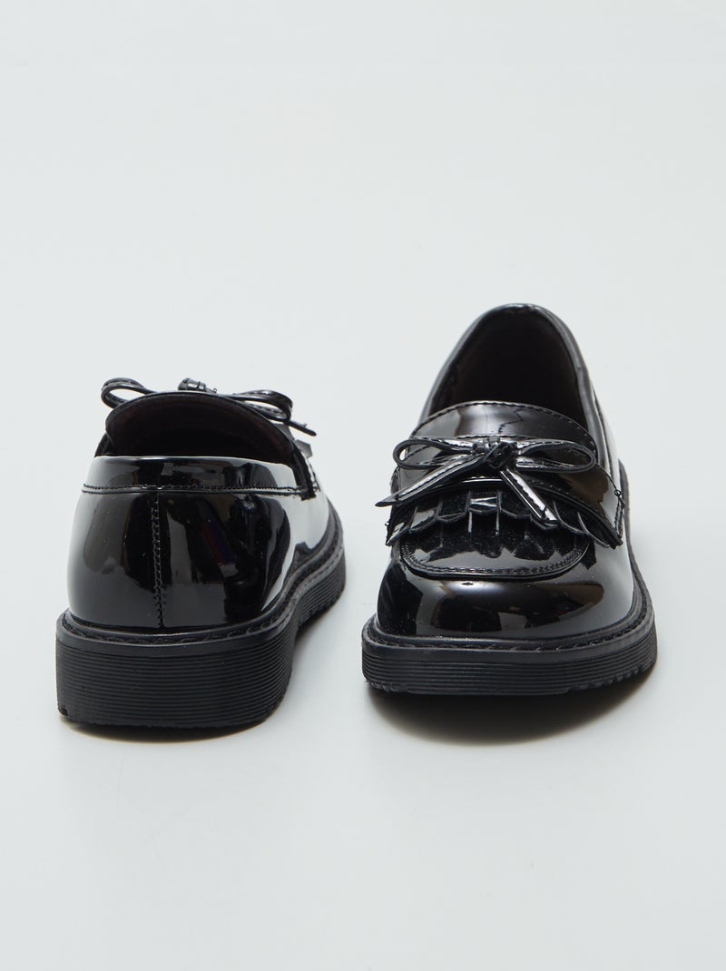 Mocassins em verniz com laço de fantasia PRETO - Kiabi