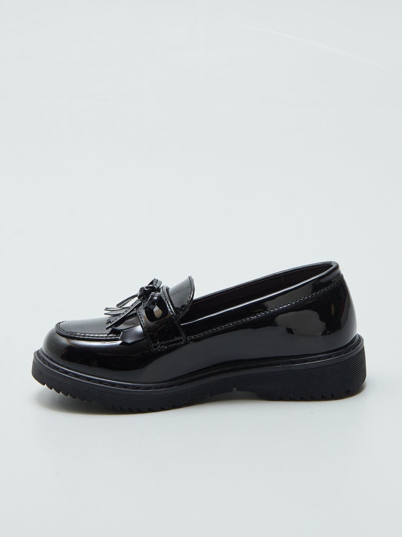 Mocassins em verniz com laço de fantasia PRETO - Kiabi