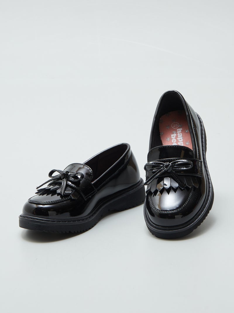 Mocassins em verniz com laço de fantasia PRETO - Kiabi