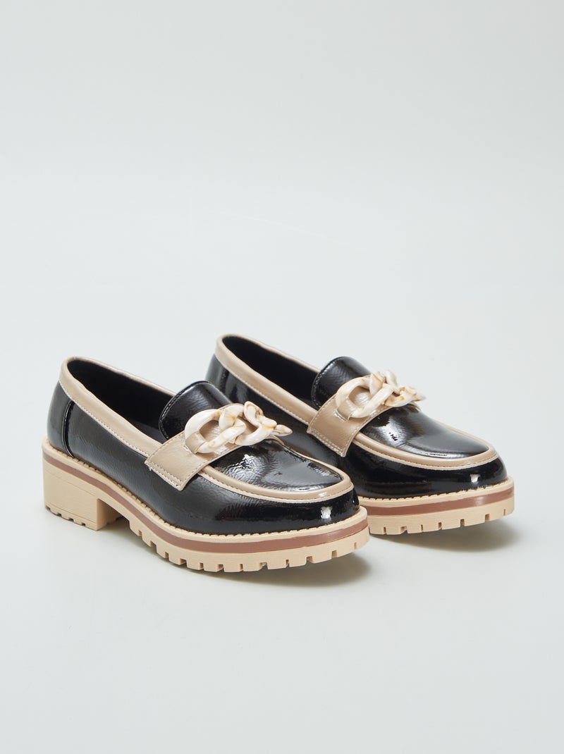 Mocassins em verniz PRETO - Kiabi