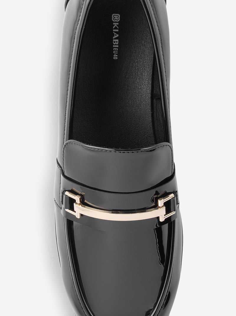 Mocassins envernizados com joias douradas fantasia Preto - Kiabi