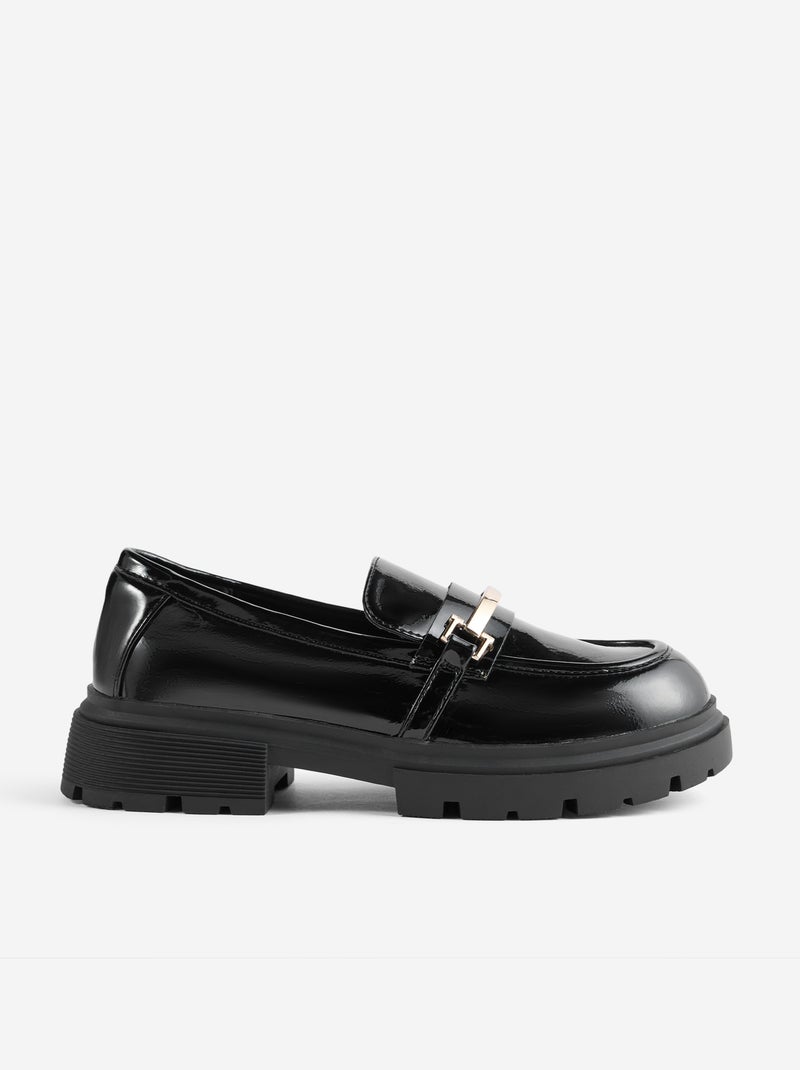 Mocassins envernizados com solas tratoradas Preto - Kiabi