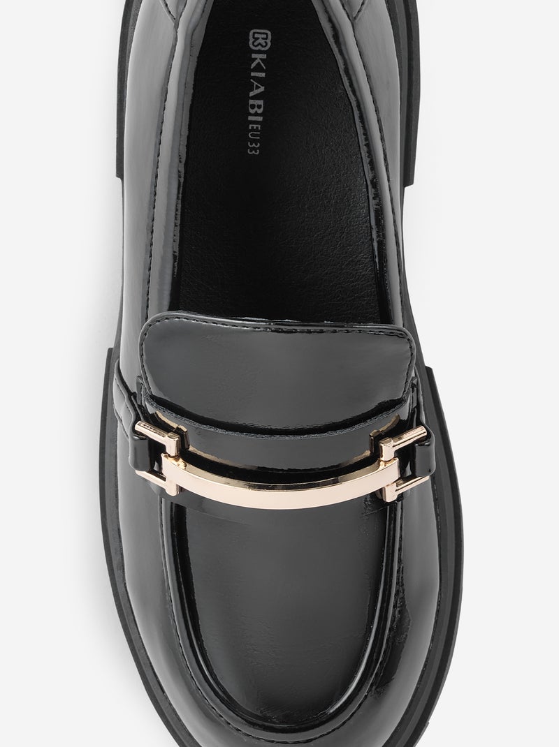 Mocassins envernizados com solas tratoradas Preto - Kiabi