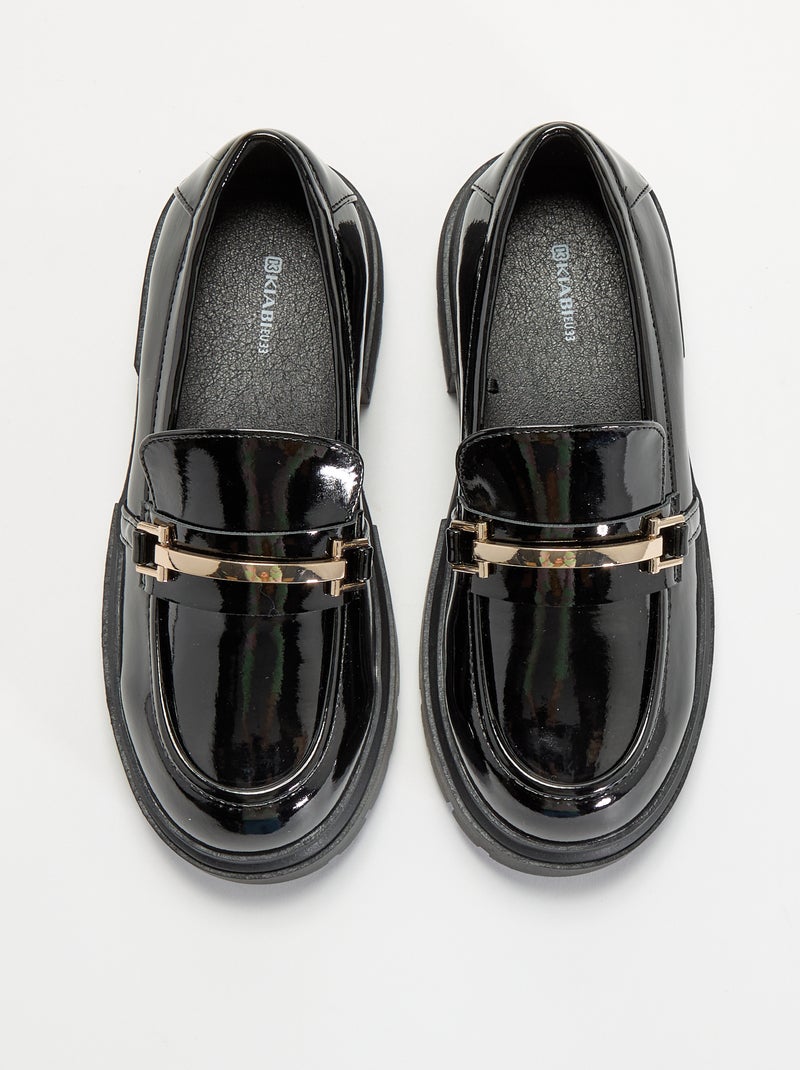 Mocassins envernizados com solas tratoradas Preto - Kiabi