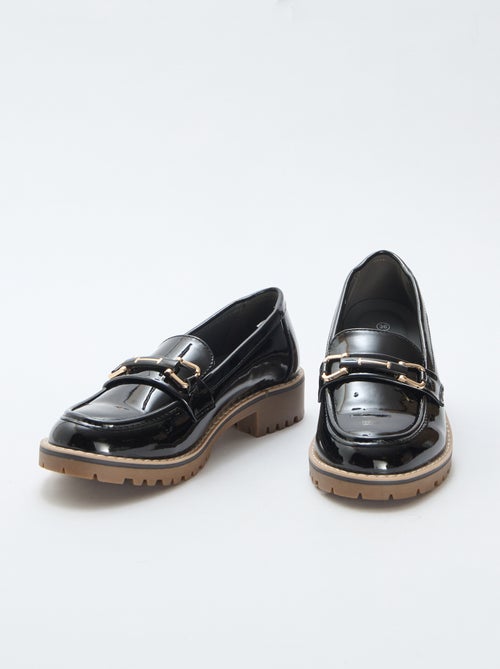 Mocassins envernizados com tiras douradas decorativas - Kiabi