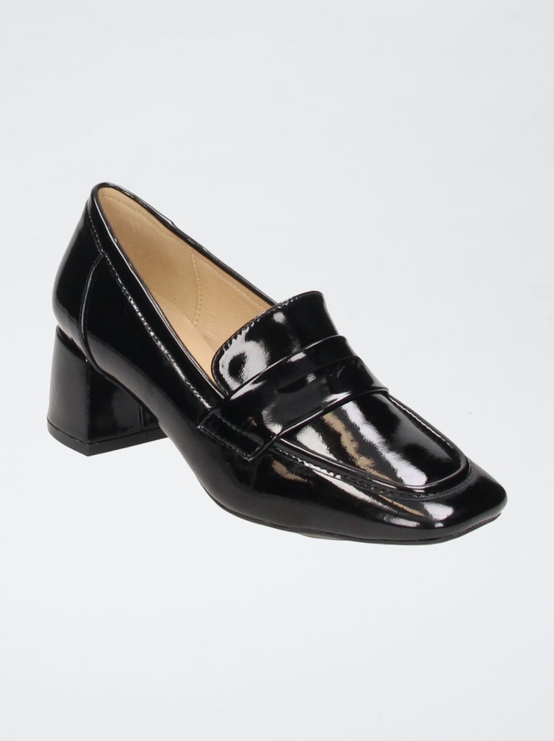 Mocassins envernizados com tiras fantasia Preto - Kiabi