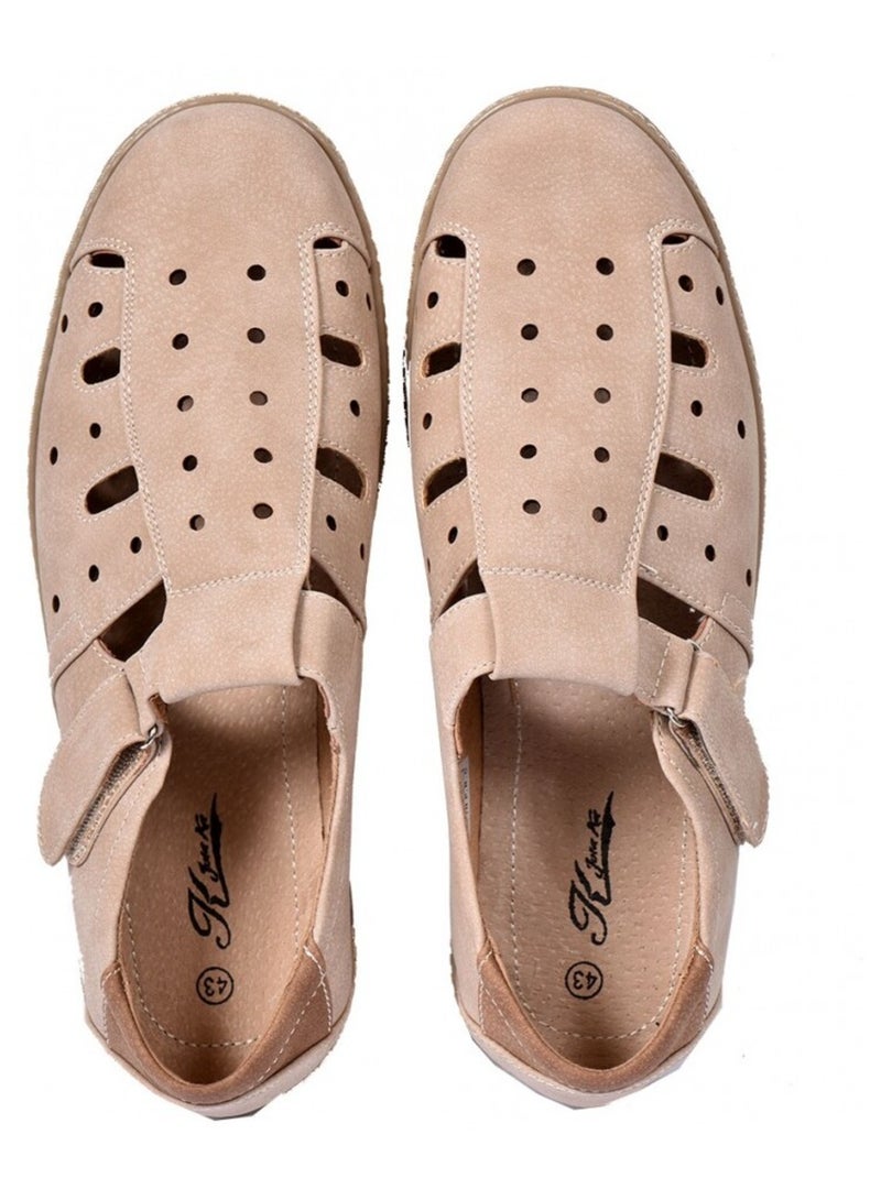 Mocassins Homem Forro Cabedal Premium Velcro Bege - Kiabi