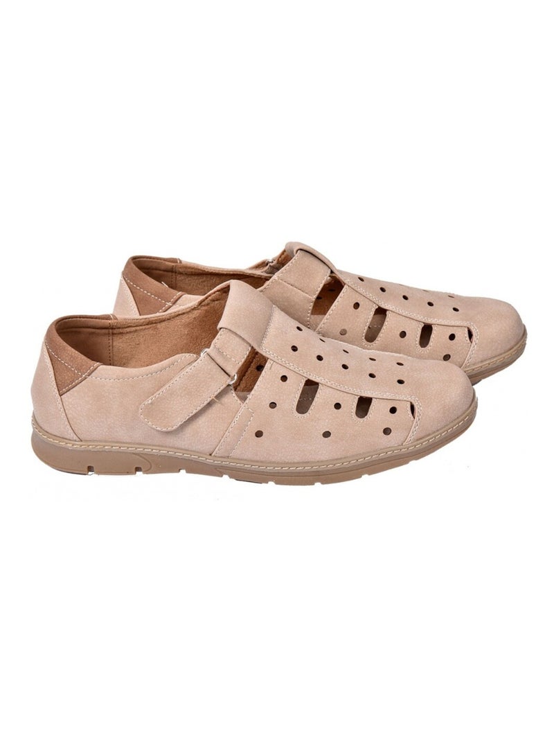 Mocassins Homem Forro Cabedal Premium Velcro Bege - Kiabi