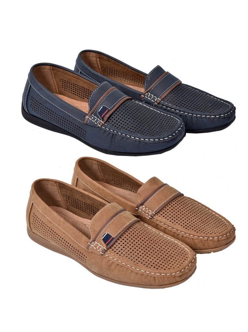 Mocassins homem forro em couro premium Azul-marinho - Kiabi