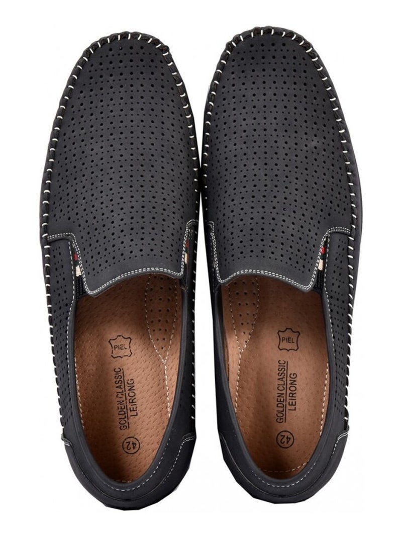 Mocassins homem forro em couro premium Preto - Kiabi