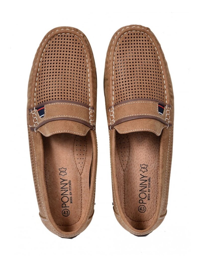 Mocassins homem forro em couro premium Toupe - Kiabi