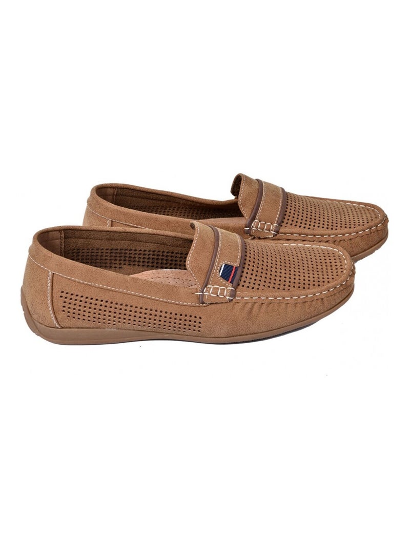 Mocassins homem forro em couro premium Toupe - Kiabi