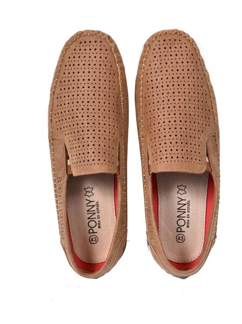 Mocassins homem forro em couro premium Toupe - Kiabi