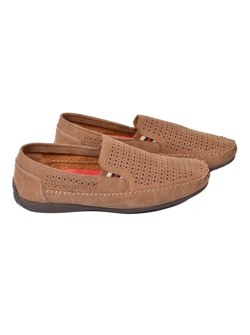 Mocassins homem forro em couro premium Toupe - Kiabi