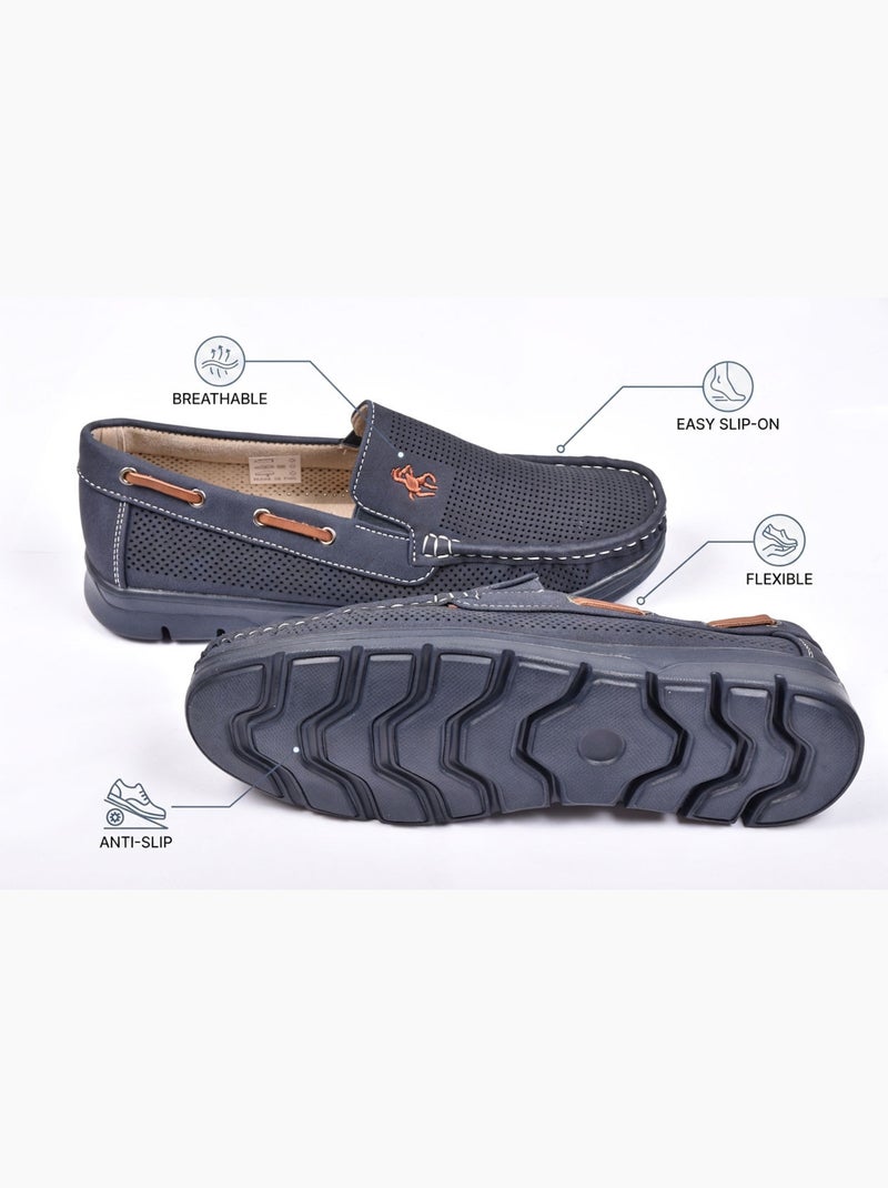 Mocassins homem microperfurados conforto verão sola dentada ozabi Azul-marinho - Kiabi
