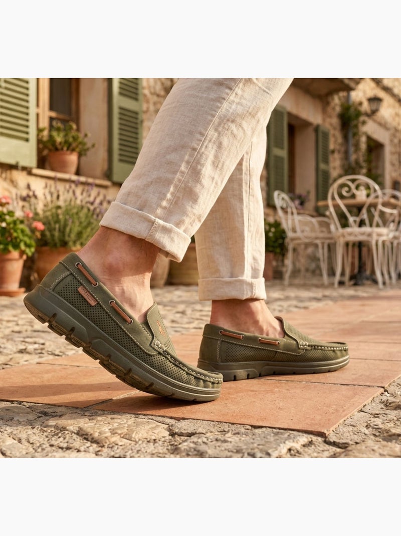 Mocassins homem microperfurados conforto verão sola dentada ozabi Cáqui - Kiabi
