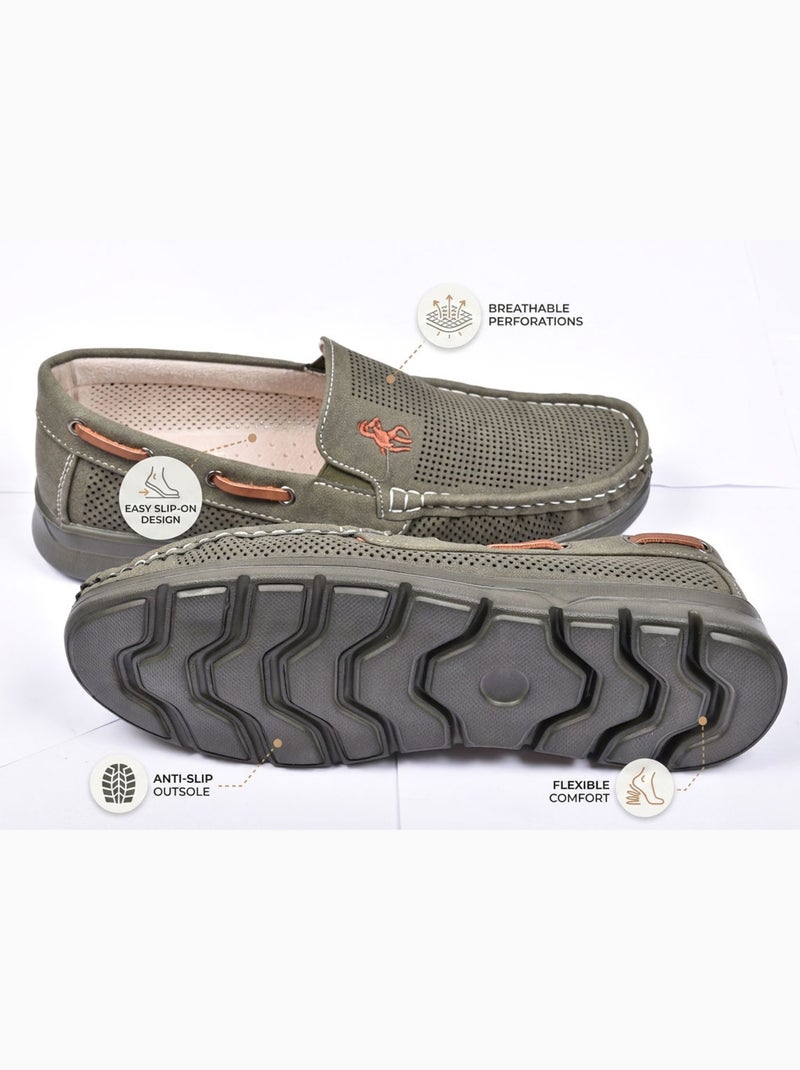 Mocassins homem microperfurados conforto verão sola dentada ozabi Cáqui - Kiabi