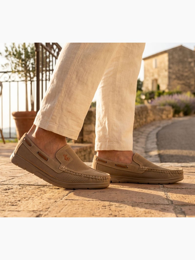Mocassins homem microperfurados conforto verão sola dentada ozabi Toupe - Kiabi