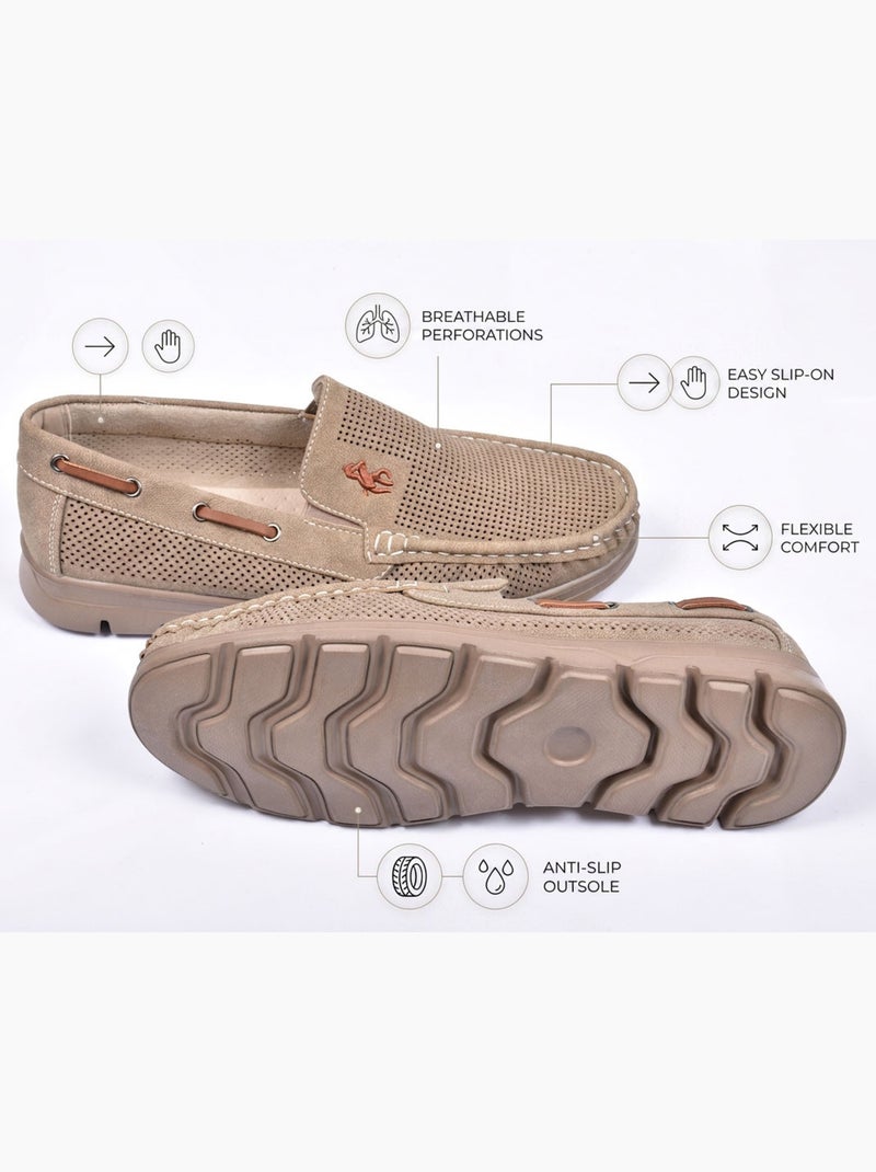 Mocassins homem microperfurados conforto verão sola dentada ozabi Toupe - Kiabi