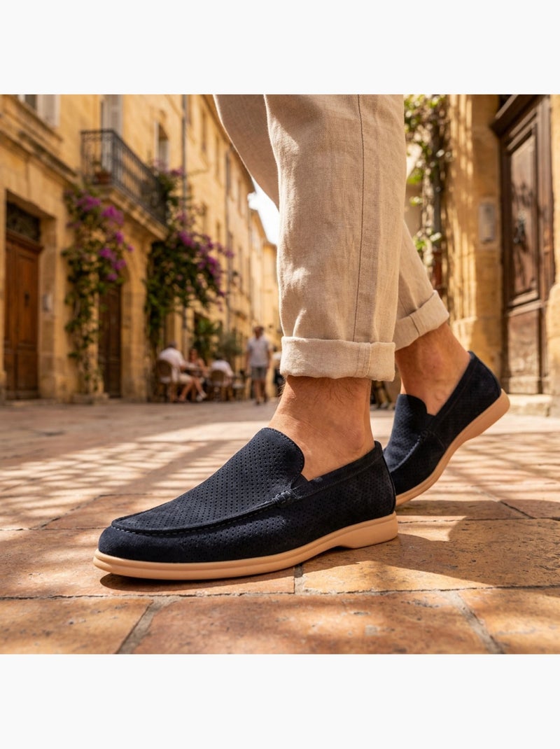 Mocassins homem microperfurados premium slip on conforto ozabi Azul-marinho - Kiabi