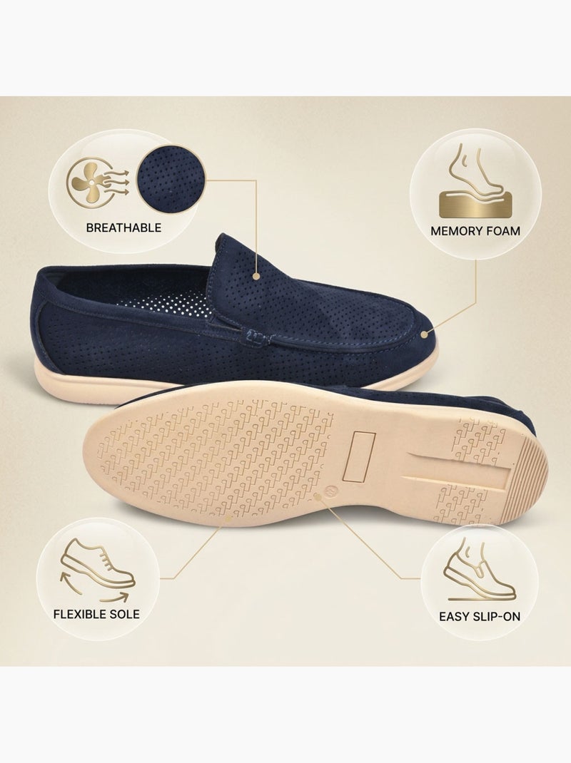 Mocassins homem microperfurados premium slip on conforto ozabi Azul-marinho - Kiabi