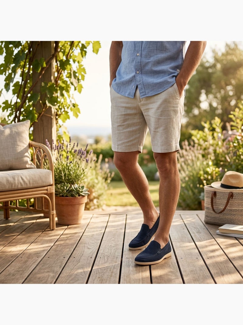 Mocassins homem microperfurados premium slip on conforto ozabi Azul-marinho - Kiabi