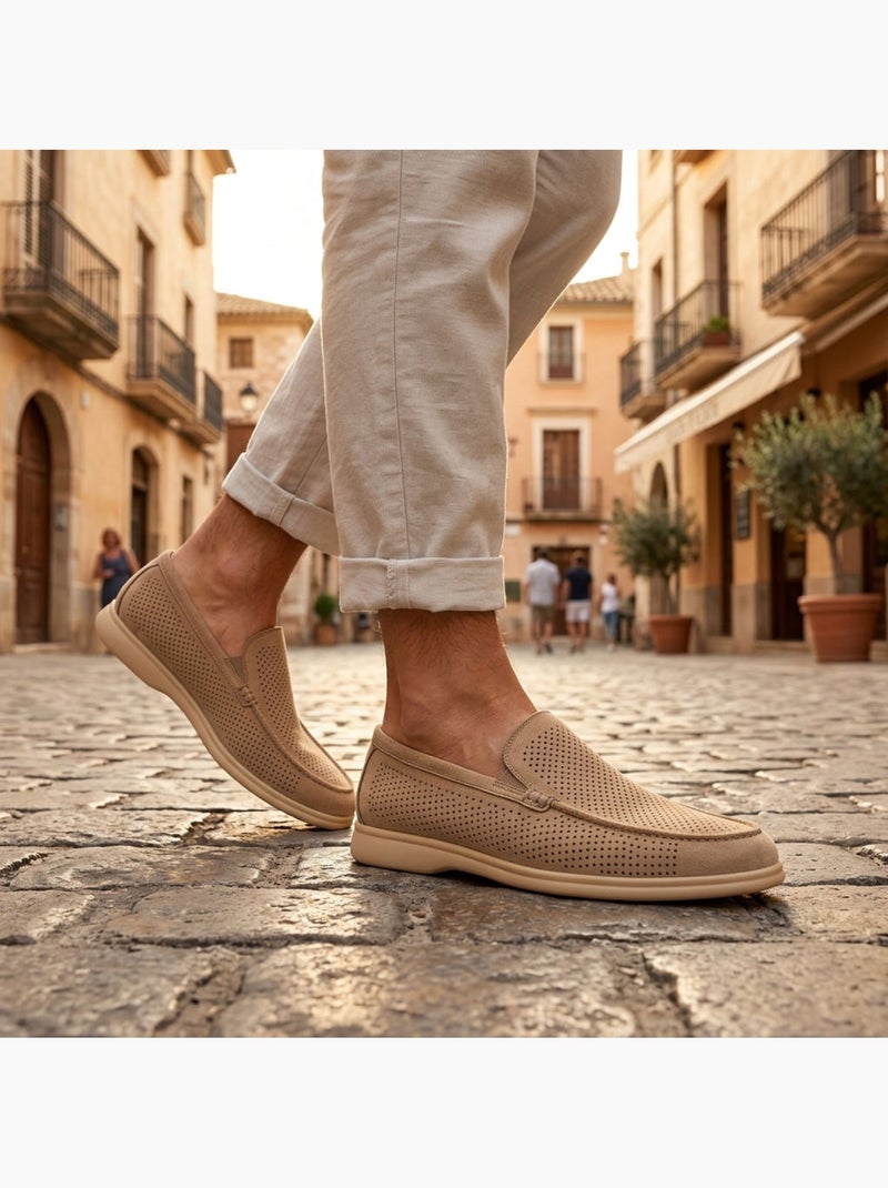 Mocassins homem microperfurados premium slip on conforto ozabi Bege - Kiabi