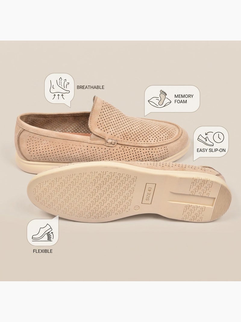 Mocassins homem microperfurados premium slip on conforto ozabi Bege - Kiabi