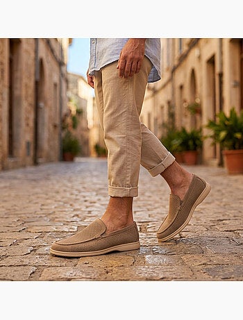 Mocassins homem microperfurados premium slip on conforto ozabi