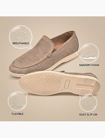 Mocassins homem microperfurados premium slip on conforto ozabi