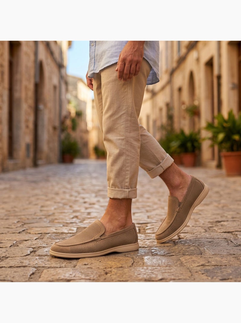 Mocassins homem microperfurados premium slip on conforto ozabi Toupe - Kiabi