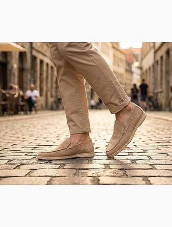 Mocassins Homem Premium Camurça Conforto Slip-On OZABI