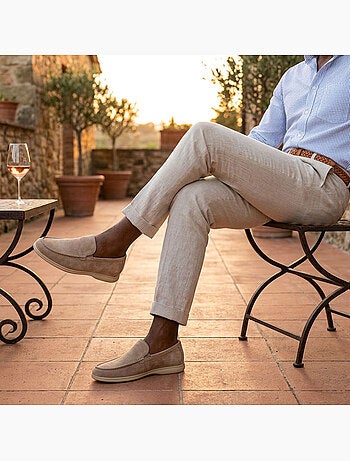 Mocassins Homem Premium Camurça Conforto Slip-On OZABI