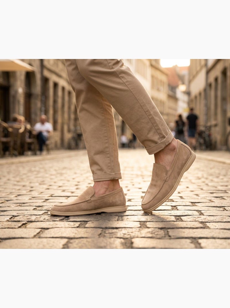 Mocassins Homem Premium Camurça Conforto Slip-On OZABI Bege - Kiabi